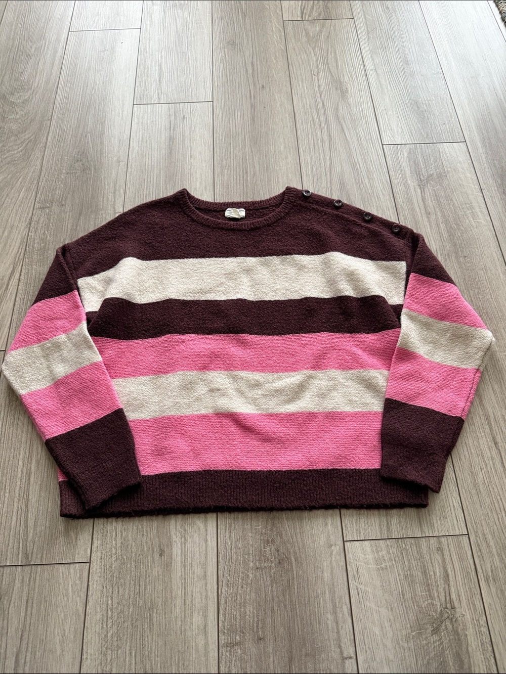 Caslon Women’s Striped Crewneck Sweater Large